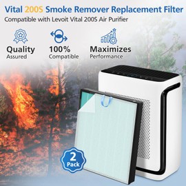 Vital 200S-P Smoke Remover Replacement Filter Compatible with LEVOIT Vital 200S Air Purifier, 4-in-1 H13 Grade True HEPA Activated Carbon 200S Filter, Vital 200S-RF-SR (LRF-V201-BUS), 2 Pack, Blue