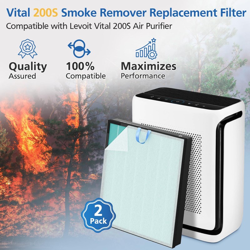 Vital 200S-P Smoke Remover Replacement Filter Compatible with LEVOIT Vital
