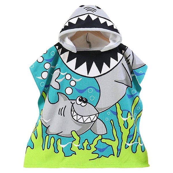 Guanan Children's Poncho Towel with Hood, Swimming Bath Hooded Towel, Children's Microfibre Cartoon Bathrobe, Quick Drying Towel for Girls, Boys (3-12 Years Old)
