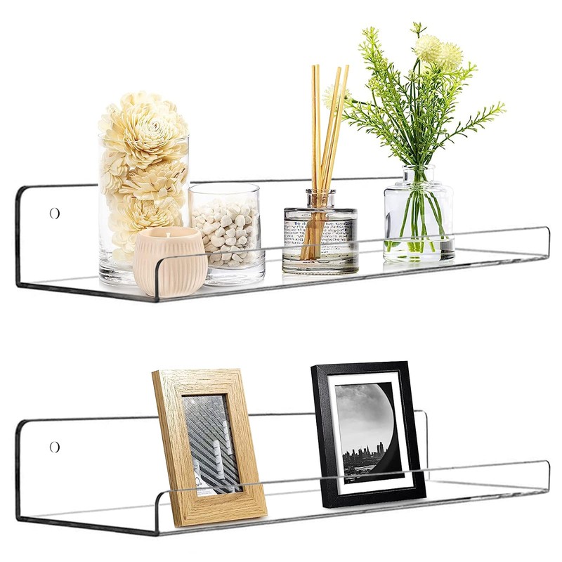 Cerpourt Cerpourt Acrylic Floating Wall Ledge Shelf, Clear Bathroom Storage