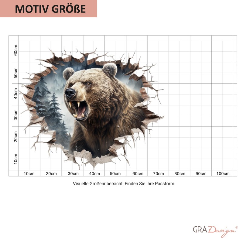 GRAZDesign Wall Sticker Bear Wall Breakthrough Wall Sticker Brown Bear