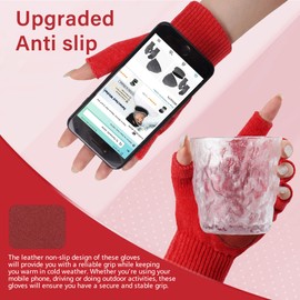 FZ FANTASTIC ZONE Winter Fingerless Gloves for Women Men, Chenille Warm Knit Working Texting Half Finger Gloves Gifts