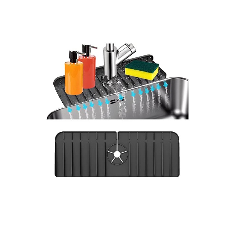 Kitchen Sink Splash Guard - Black - Medium (17.71" x