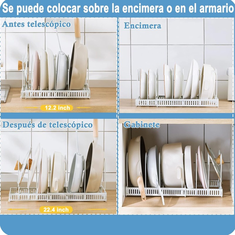JESUS Ratería de Olla Extensible, 7 Niveles Organizador de Sartén,