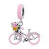 Beautiful Pink Bicycle Charm for Bracelets and Necklace, Hanging Dangle