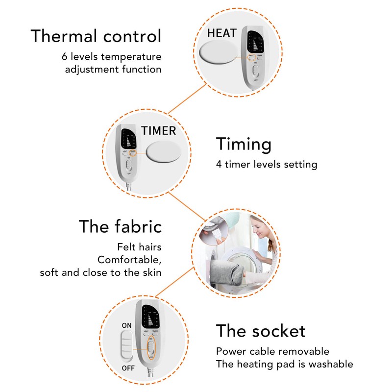 Electric Heating Pad 6 Temperature Levels Soft Warm Heated Wrap