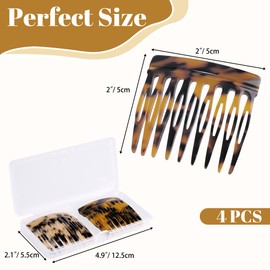 4 Pcs Vintage French Side Comb for Bun Chignon Up-Do Twist, 2 Colors Hair Combs for Women Accessories, 9 Teeth Strong Hold Decorative Hair Side Combs for Girls Women