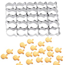 Cracker Cutter for Gold Fish,Stainless Steels Small Cookie Cutters,25 Cavity Fish Cookie Cutter,Mini Gold Molds for Crackers,Non-stick Dough