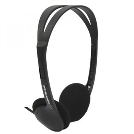 Esperanza EH119 Black Wired On-Ear Headband Headphones – On-ear Headphone with Hair Ribbon, 2 Metre, Black