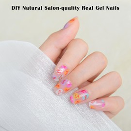 KING HORSE Semi Cured Gel Nail Stickers Valentines Day 24pcs Long Lasting Nail Polish Wraps Salon-Quality Semi-Cured Gel Nail Strips UV Lamp Required Semicured Gel Nail Wraps for Women (Kiss Love 096)