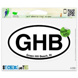 GHB Green Hill Beach RI Oval Vinyl Car Bumper Window Sticker 3" x 2"