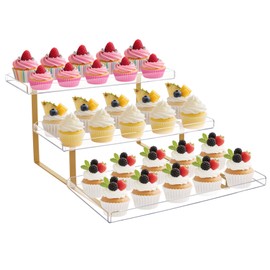 HEKORE 3 Tier Serving Tray Set for Entertaining, Acrylic Wedding Dessert Table Display Set, Cupcake Stand Buffet Risers for Birthday Party Baby Shower (Medium)