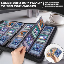 360 Toploaders Binder, 9-Pocket Top Loader Storage Album, Sided Loading Pockets for Sports Game TCG Cards in 3 x 4'' Toploaders