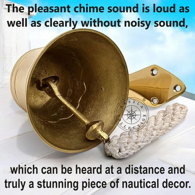 4" Solid Polished Brass Bell Marine Nautical Wall Mounted Hanging