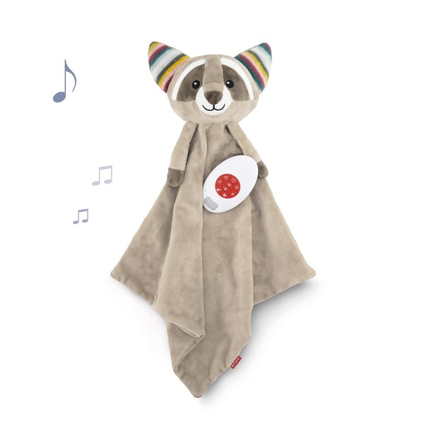ZAZU Robin the Racoon Comforter - Super Soft & Ultra Large Blanket | Baby Comforter with Removable Soothing Sounds (Heartbeat, White Noise, Nature, Lullabies) | Pacifier Holder | Timer | Cry Sensor