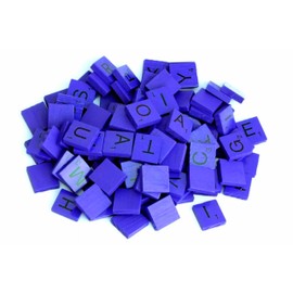 Lizzy 100pcs Wood Letter Tiles | A-Z Capital Letters Recognition Block Wooden Scrabble Tiles-Scrabble Letters for Crafts-Letter Tiles-DIY Wood Gift Decoration (Blue)