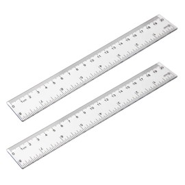 Pletpet 2 Pack - 8 inch Clear Plastic Ruler Straight Shatterproof Transparent Rulers for Office Supply (Clear)