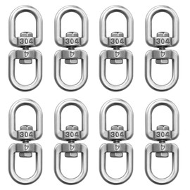 luvtree 8 Pieces M4 Stainless Steel Double Ended Swivel Eye Hook,Heavy Duty Swivel Eye Hook,Keychain Connector for Boats and Pets,Multi-Purpose Hanging Hook,Durable Metal Swivel Shackle.