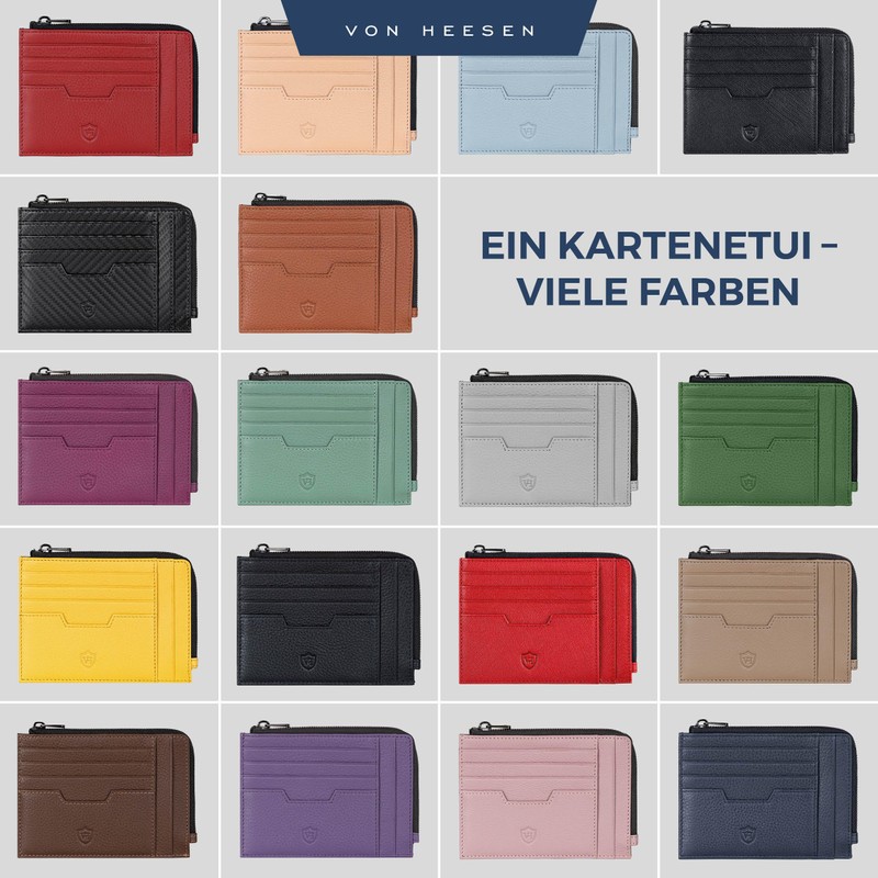 VON HEESEN Genuine Leather RFID Card Holder Made of Nappa