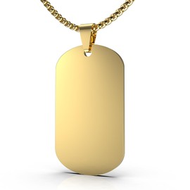 FUTPLOR Mens Stainless Steel Dog Tag Pendant Necklace,Simple Blank Pendant Necklaces Jewelry Gifts for Men Women, 24" Box Chain (L, Gold)