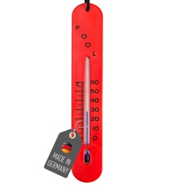 Lantelme Sinking Pool Thermometer with String - Analogue Thermometer in Red for Pool, Swimming Pool, Pond, Hot Tub and Swimming Pond - Ideal for Precise Water Temperature Measurement