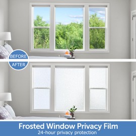 HIDBEA Frosted Window Privacy Film - Non Adhesive Static Cling Glass Stickers Sun UV Blocking Heat Control Door Covering Decals for Home Office, 11.8 x 78.7 Inch