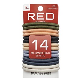 RED by Kiss 5mm 14 Count Elastic Hair Band, Hair Tie for All Type Hair, Ponytails Pain-Free Hair Accessories for Women Men Girls (Nude)
