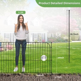 Blingluck Decorative Garden Fence, 10 Panels 24 in(H) x 20 ft(L) Rustproof Metal Wire No Dig Dog Fence Outdoor for Yard, Temporary Tall Garden Fence Animal Barrier Decor for Yard & Patio