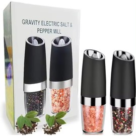Super Smith Pepper and Salt Grinder Set with Automatic Electric Shakers, Adjustable Coarseness, LED Light, Black, 7.9*2.5inch, mdl-45