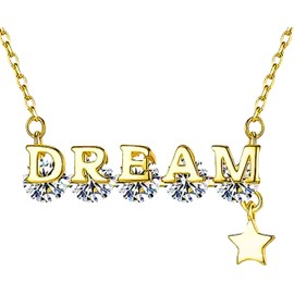 Dream Crystal Zirconia Necklace, 14k Yellow Gold/Sterling Silver, Velvet Gift Box included