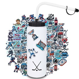 RhythmFit Hockey Gifts,2 Pack Hockey Water Bottle with Long Straw and 200PCS Hockey Stickers Accessories Stuff for Boys Men Player Lovers (1L,Squeeze,BPA-Free)