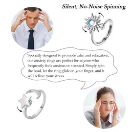 3Pcs Fidget Ring, Anxiety Ring, Fidget Rings, Fidget Rings for Anxiety Women and Relieve Anxiety Rings Adjustable Open Spinner Rings for Anxiety Men Gifts Birthday Party