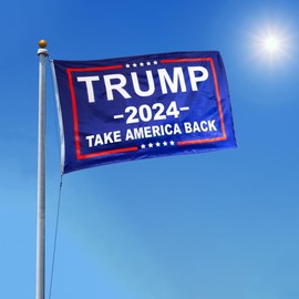 ACTTE Trump 2024 Flag 3x5 Feet, Trump Flag TAKE AMERICAN BACK, Durable 100D Polyester Fiber, Double Stitched Reinforcement Sewing, Anti-Ultraviolet Fading, Single Side (Blue 1-PACK)