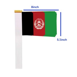 25 Packs Small Afghan Flags on Handheld Stick，Miniature Afghanistan Flag for Outside,4x6 Inch Mini Hand Held Banner with Golden Topper,Patriotic Decorations