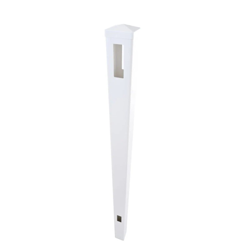 Set of 2 White Vinyl Routed Fence Cap Line Posts