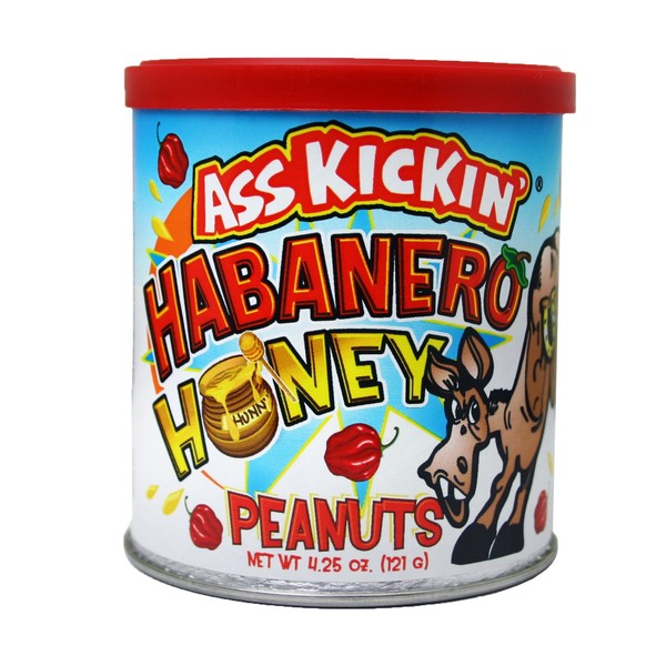 ASS KICKIN’ Habanero Honey Roasted Spicy Hot Peanuts – 4.25 oz - Ultimate Spicy Gourmet Gift Peanuts - Try if you dare!
