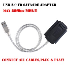 Warmstor SATA/PATA/IDE Hard Drive to USB 2.0 Adapter Converter Cable for 2.5" 3.5" Hard Disk HDD SSD with External AC Power Supply, Compatible with All Computer System PC Desktop Laptop