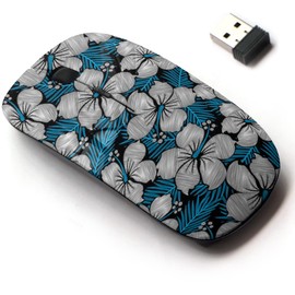 CJCBROES 2.4G Wireless Mouse with Cute Pattern Design for All Laptops and Desktops with Nano Receiver - scus Tropical Floral Embroidery