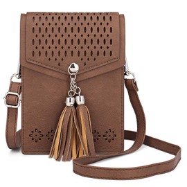 seOSTO Womens Small Crossbody Bag, Tassel Cell Phone Purse Holder Wallet
