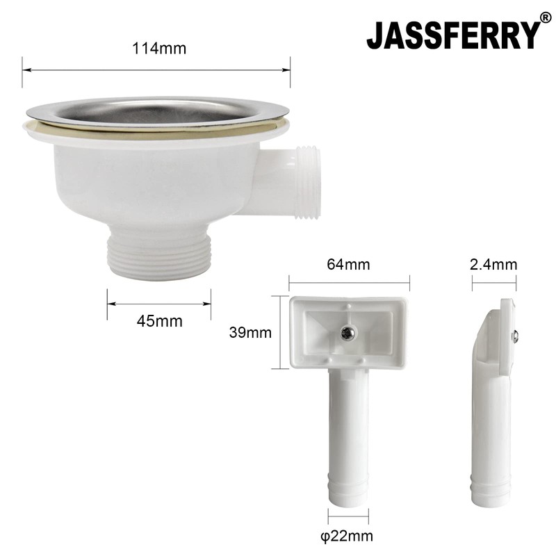 JASSFERRY Single 1 Bowl Stainless Steel Kitchen Sink Waste Strainer
