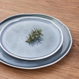 LERATIO Ceramic Dinnerware Sets for 4,Porcelain Plates and Bowls Sets with Wavy Edge,Microwave & Dishwasher & Oven Safe,Light Weight & Scratch Resistant Dishes Sets-Service for 4-Jean blue (12pcs)