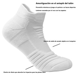 NELAPARO Calcetines Deportivos, Calcetine Largos con Parte Inferior de Toalla Gruesa, Calcetas Antideslizantes Duradero para Hombre Mujer, Calcetines Acolchados para Correr, Basquetbol, Gym 6 Pares