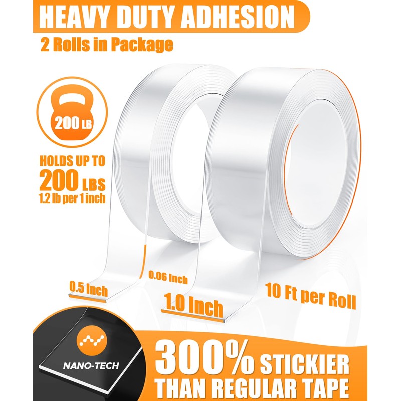 Extra Strong Double Sided Tape Heavy Duty (2 Rolls, Total