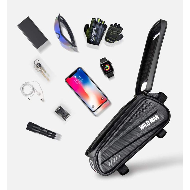 WILD MAN Rainproof Bicycle Front Frame Bike Bag with Touch