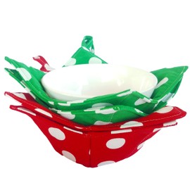 CUSHYSTORE 4X Bowl Cozy Huggers Canvas Holders Set Heat and Cold Resistant Anti-Scalding Protector 7.5" - Chrismas