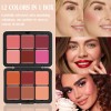 LSxia 12 Colors Cream [Blush] Makeup Palette for Cheeks -