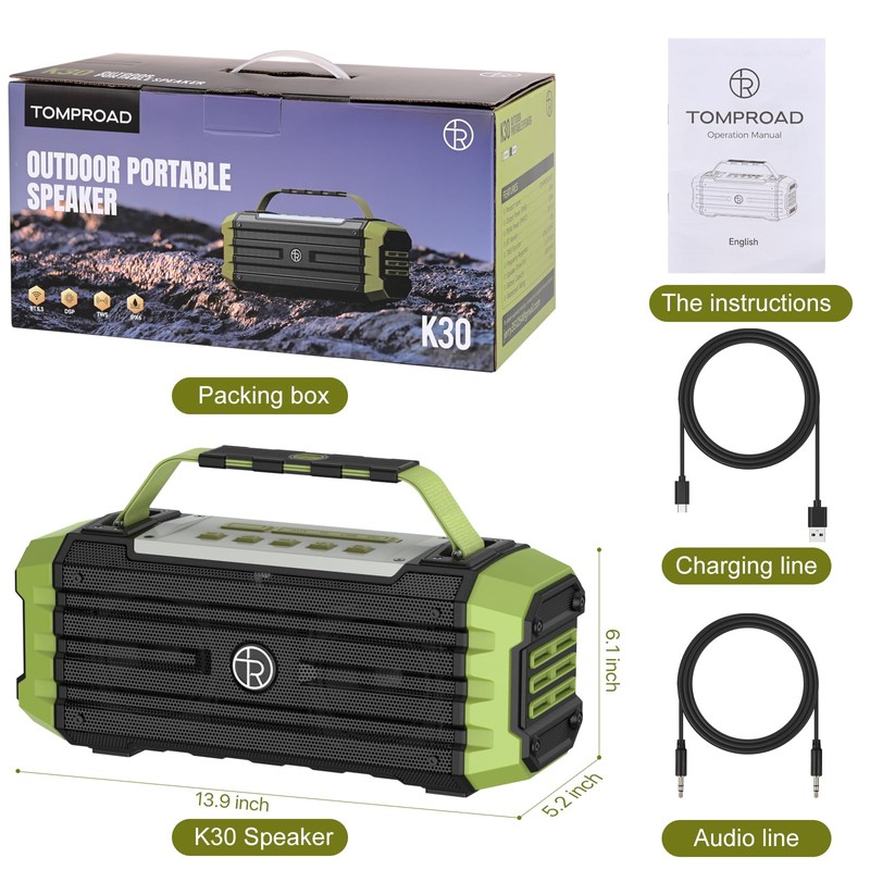 Portable Bluetooth Speaker 120W Peak 80W Wireless Speakers, TWS Pairing,