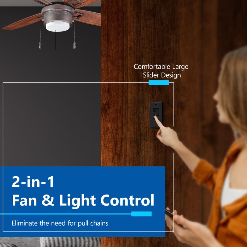 LIDER Combination Light Switch and 3-Speed Fan Control, Light and