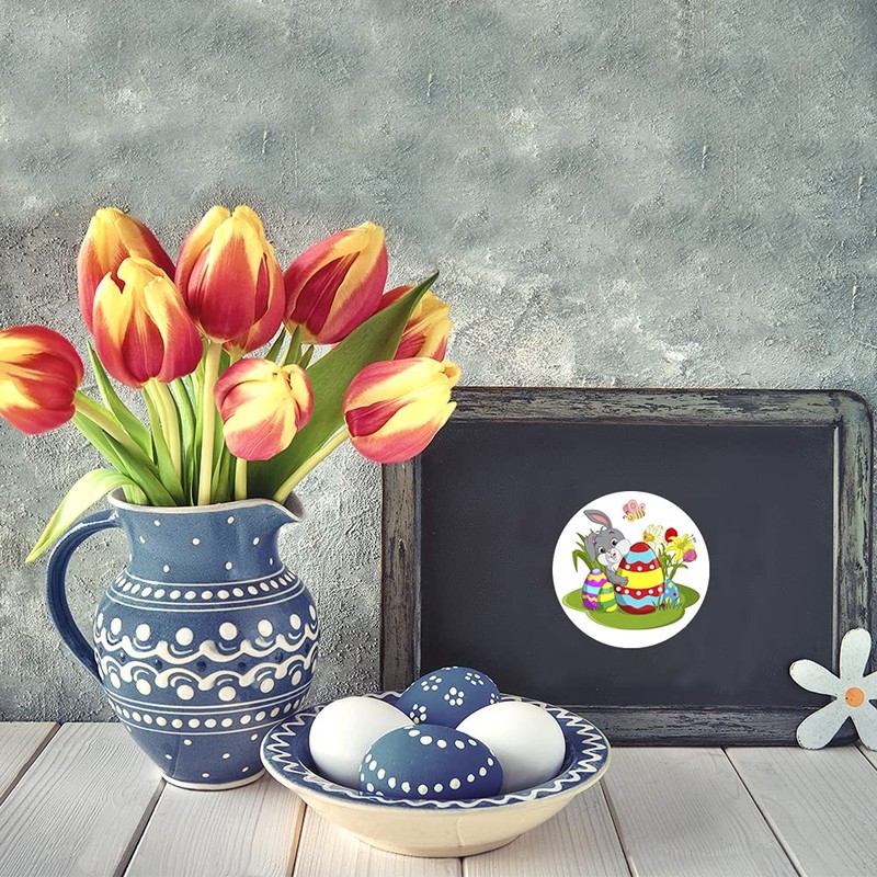 Pack of 48 Round Easter Sticker 45mm Ideal for Cards,