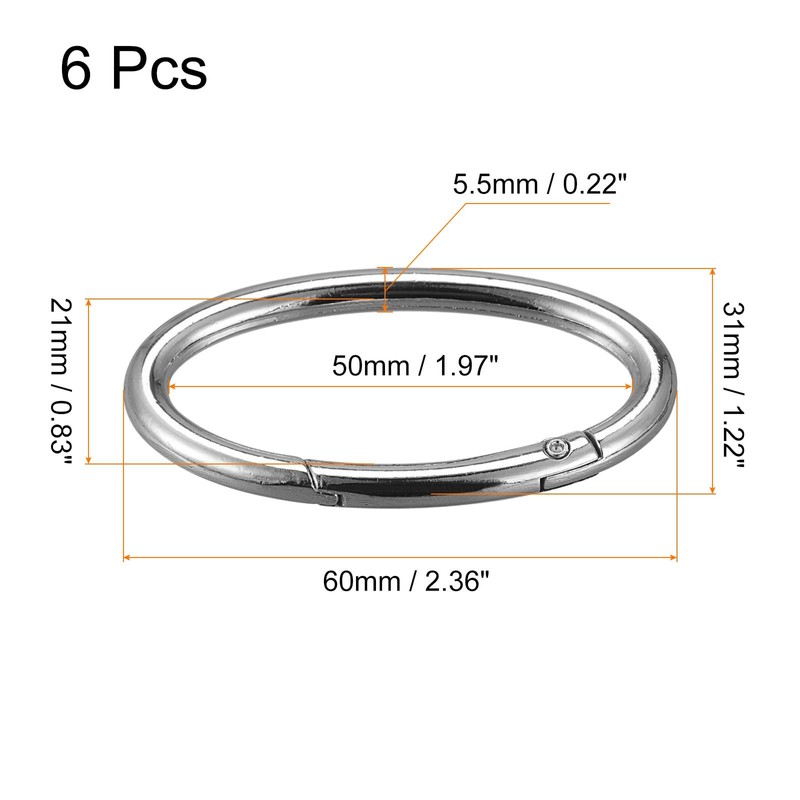 sourcing map Spring Oval Ring, 6Pcs 2.36 Inch Round Spring